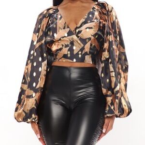 NWT Fashion Nova Spotlight Shine Crop Wrap Top Women's Medium